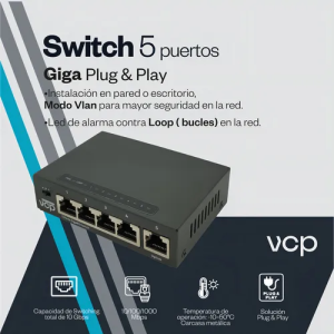 VCP Switch de 5 Puertos Gigabit